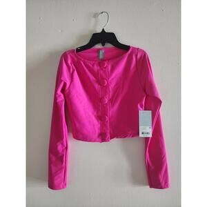 Antonio Melani Pink Button-Up Long Sleeve Crop Top Cardigan Swim Size XS